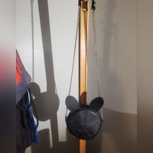 Disney Alice and wonderland black clock crossbody handbag GUC